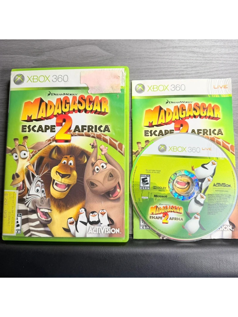 DreamWorks Madagascar Escape 2 Africa Xbox 360 Game Disc Case Manual 2008